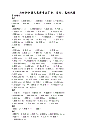 浙江语文高考重点字音、字形、高频成语.doc