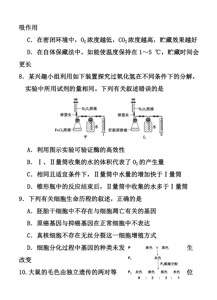 江苏省盐城市高三上学期期中考试 生物试题及答.doc_第3页