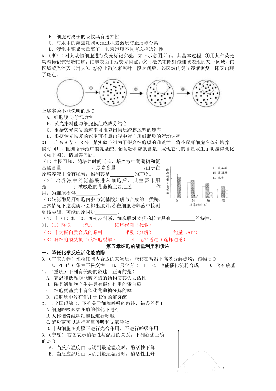 高考试题分章汇总必修1第一章《走近细胞》.doc_第3页