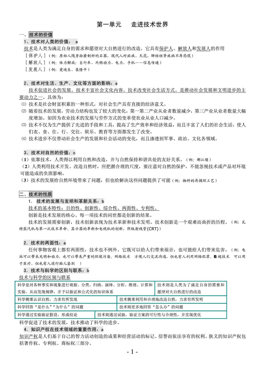 高中通用技术会考(学业水平测试)复习大纲.doc_第1页