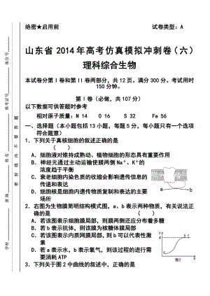 山东省高三高考仿真模拟冲刺考试（六）生物试题及答案.doc