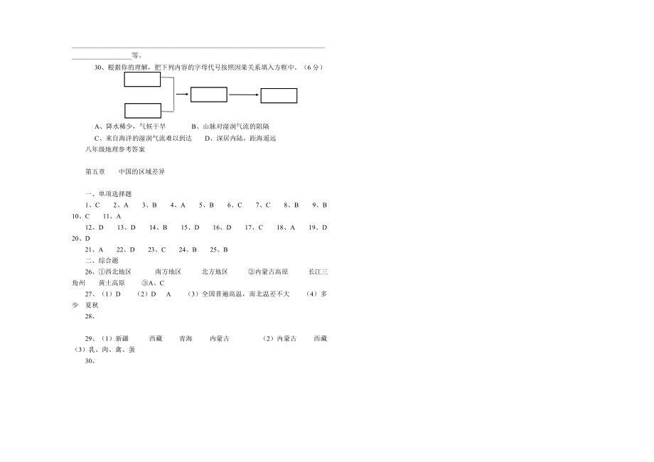 新课标人教版初中历史八级地理（下）单元检测题（五）.doc_第3页