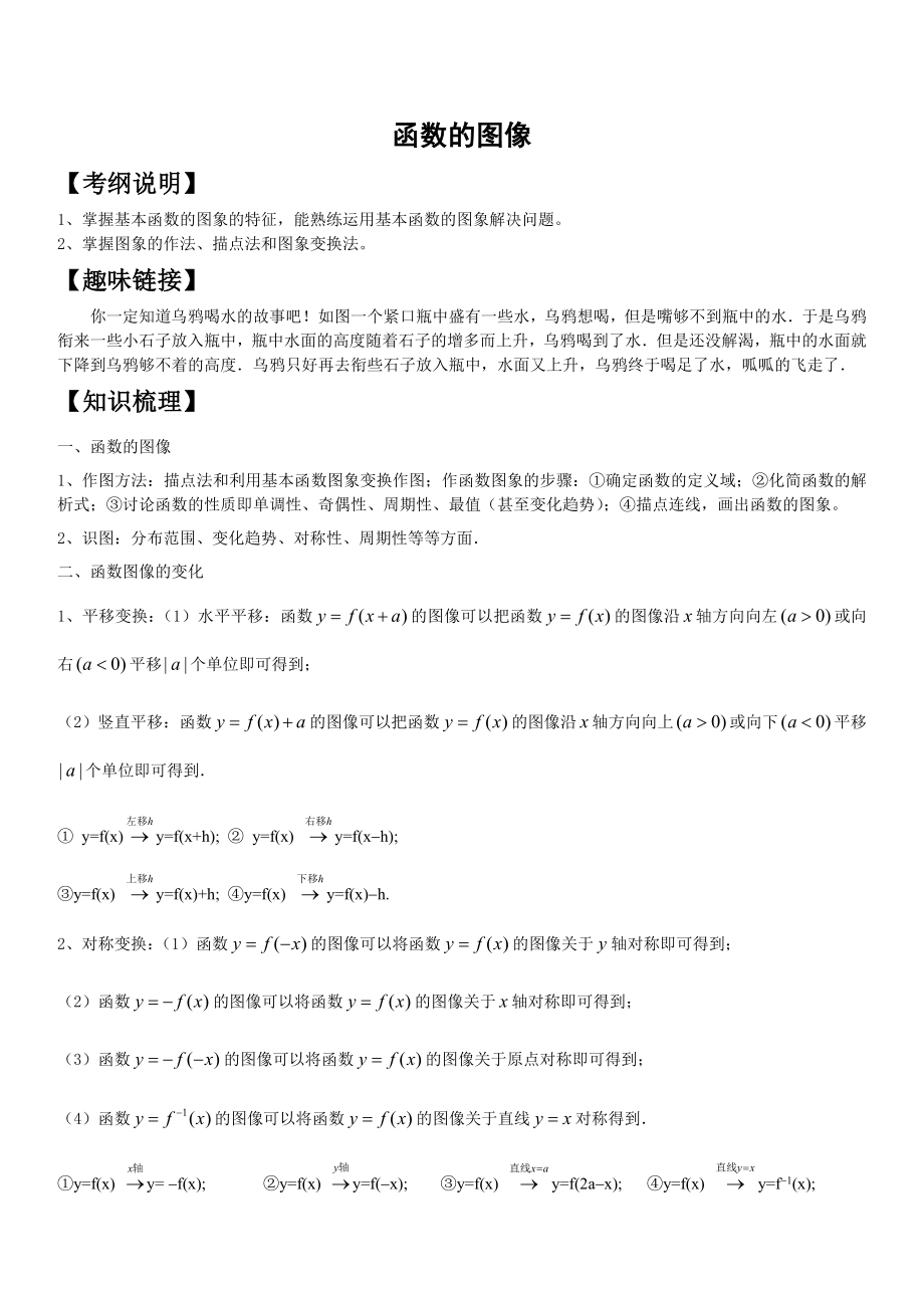 函数图像知识点梳理、经典例题及解析、高考练习题带答案.doc_第1页