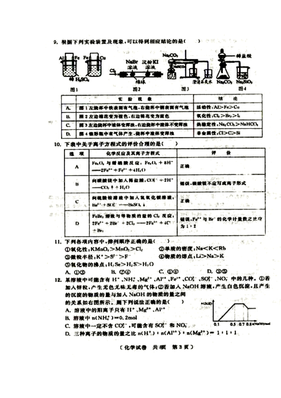 陕西省咸阳市高考模拟考试 （一）化学试题及答案1.doc_第3页