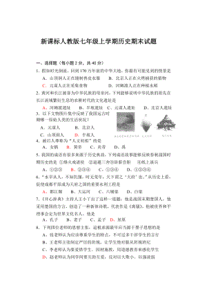 新课标人教版七级上学期历史期末试题.doc