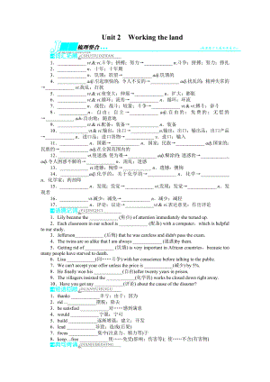 高三人教版英语一轮复习精品教学案 必修4Unit2　Workingtheland（ 高考）.doc