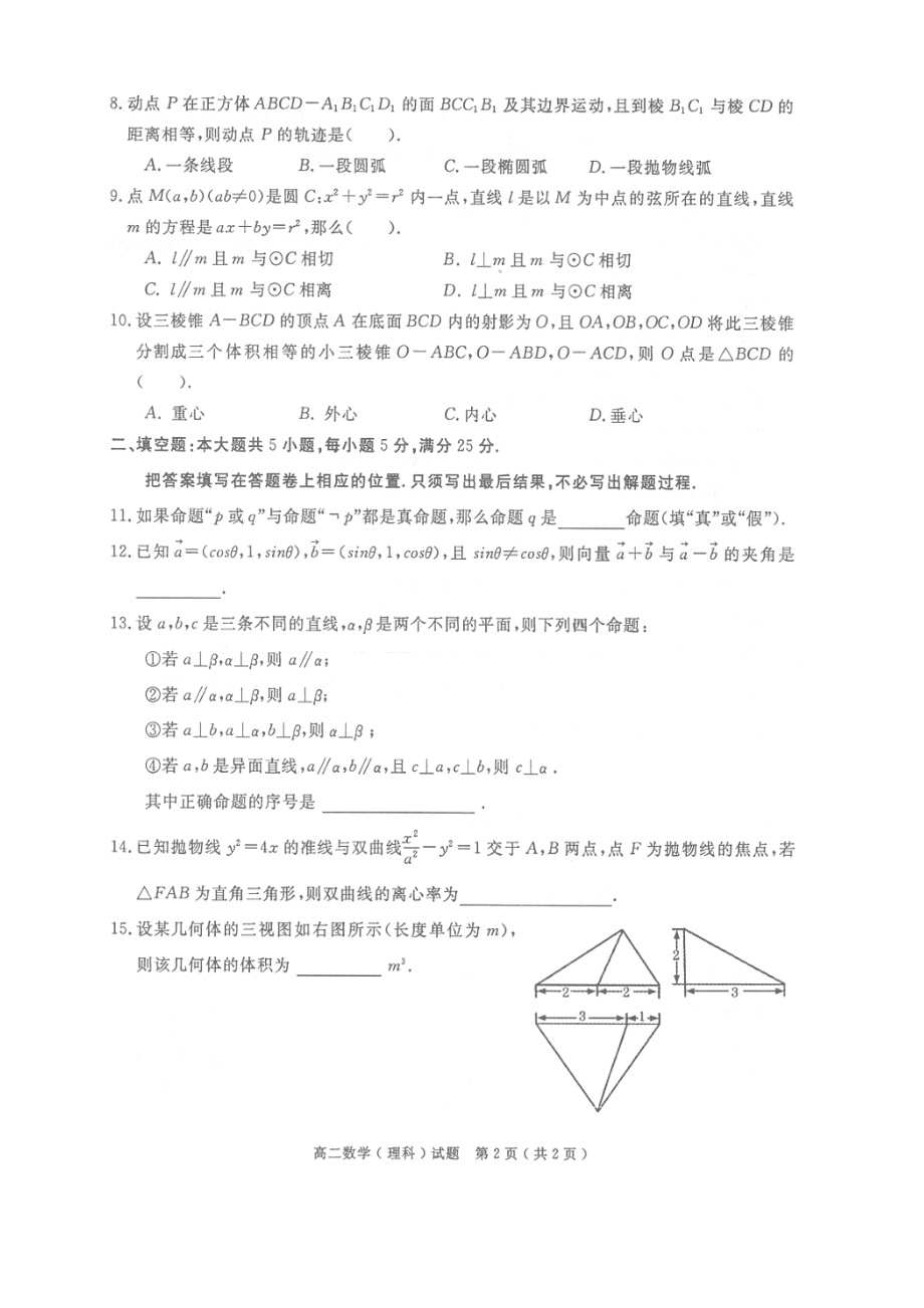 高二数学必修2 选修21综合测试题.doc_第2页