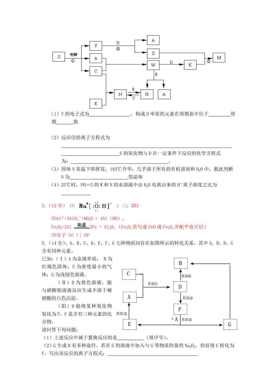 高三化学高考压题7：无机框图推断题.doc_第2页