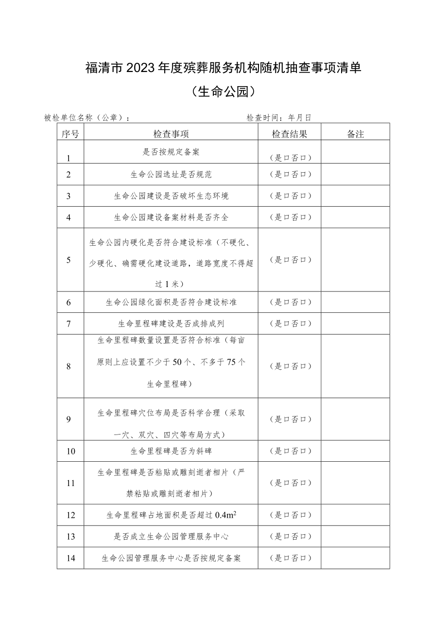 福清市2023年度殡葬服务机构随机抽查事项清单公墓陵园、骨灰楼堂.docx_第2页