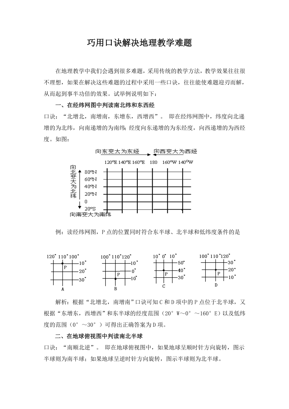 2715.运用口诀解决地理教学难点.doc_第1页