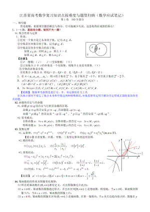 江苏省高考数学复习知识点按难度与题型归纳(应试笔记).doc