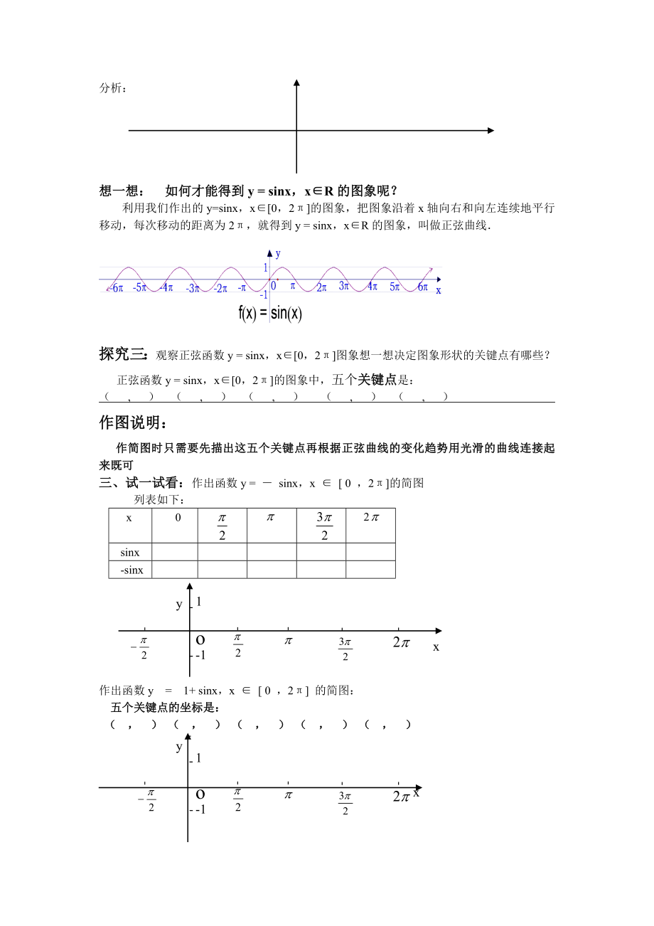 正弦函数余弦函数的图象 高一 数学 导学案 学案 高中.doc_第2页