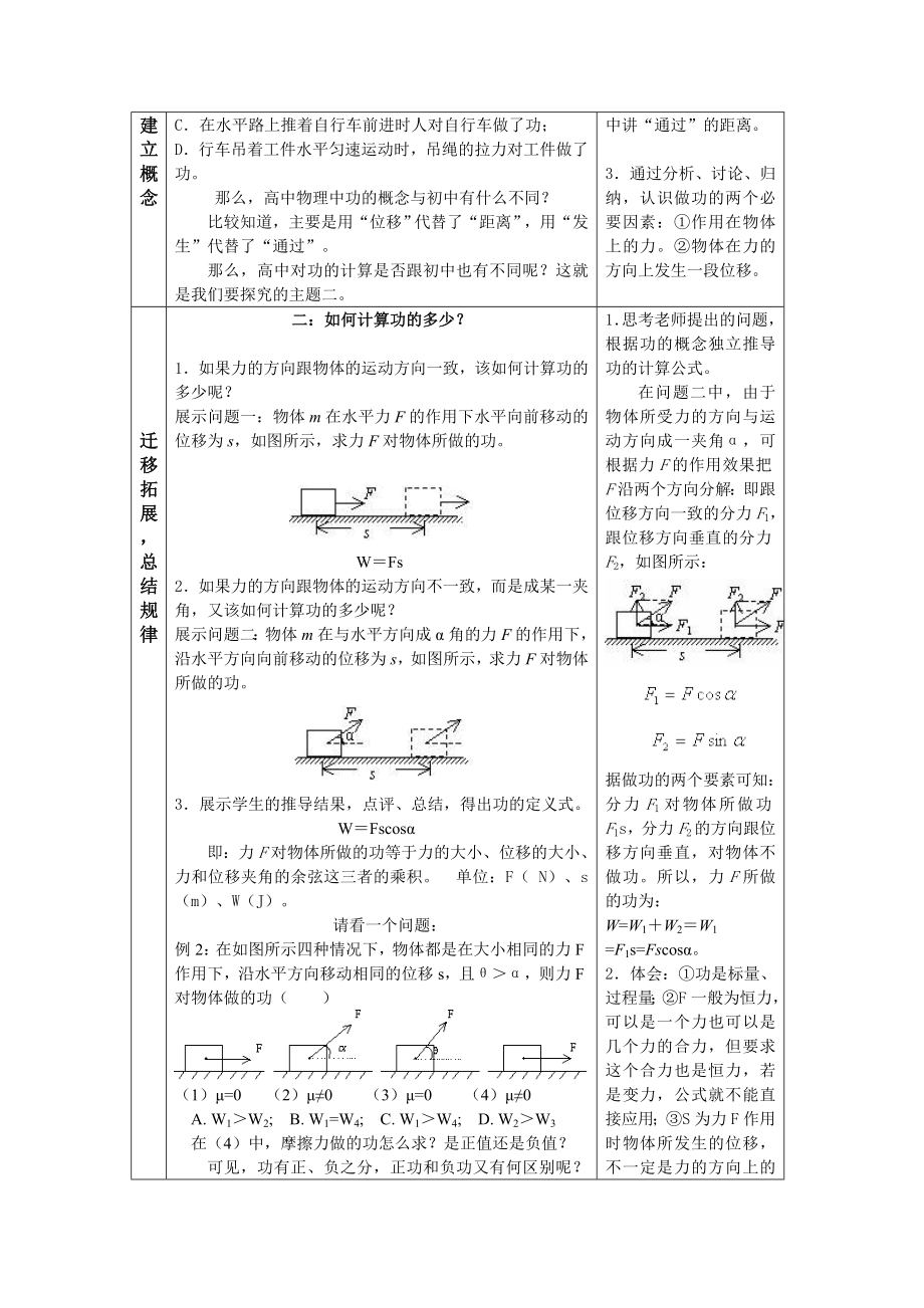 人教版高中物理必修二《功》的教学设计.doc_第2页