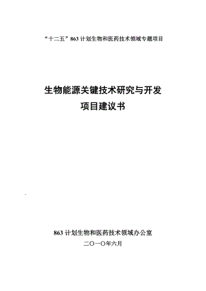 863专题项目生物能源关键技术研究与开发项目建议书.doc