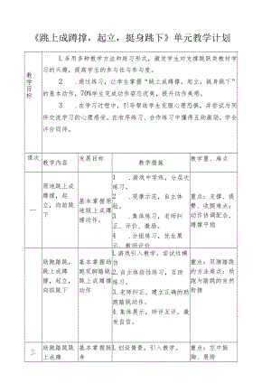 《跳上成蹲撑起立挺身跳下》单元教学计划 教学设计.docx