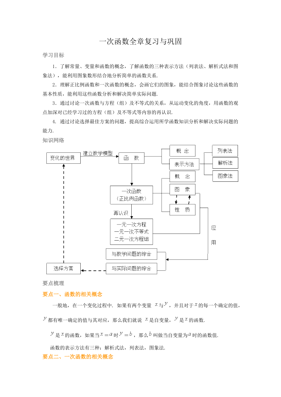 初二数学一次函数全章复习与巩固(提高).doc_第1页