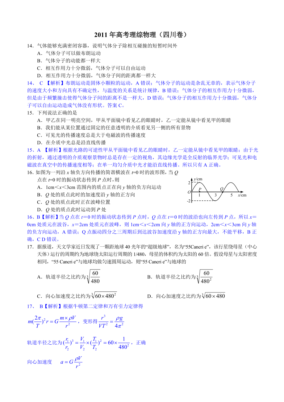 高考理综物理——四川卷.doc_第1页