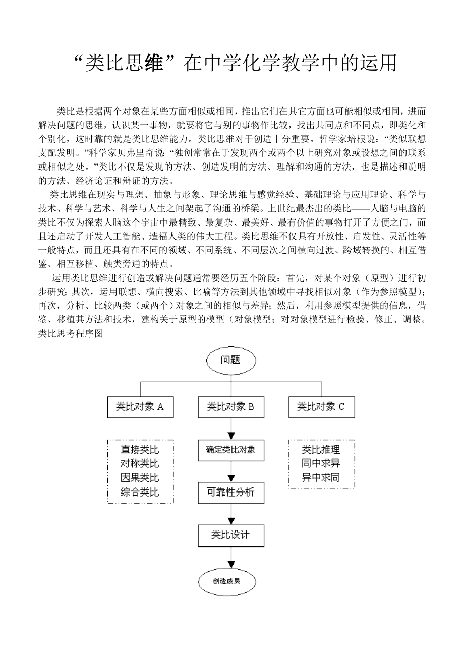 高中论文：“类比思维”在中学化学教学中的运用.doc_第1页