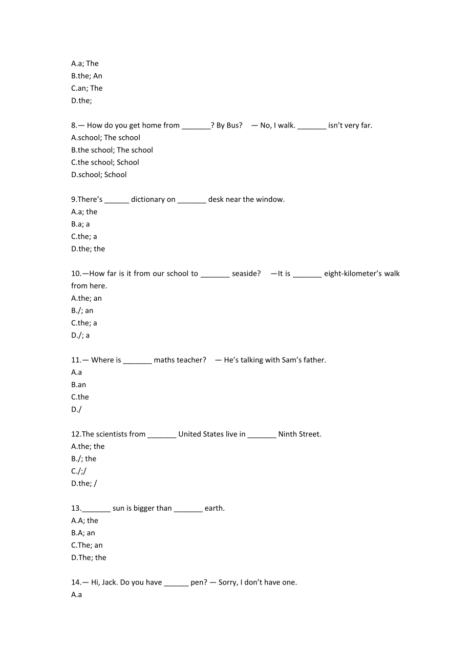 初一英语冠词基本用法大揭秘专题练习.doc_第2页