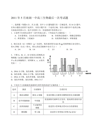 高三生物最后一次考试题.doc