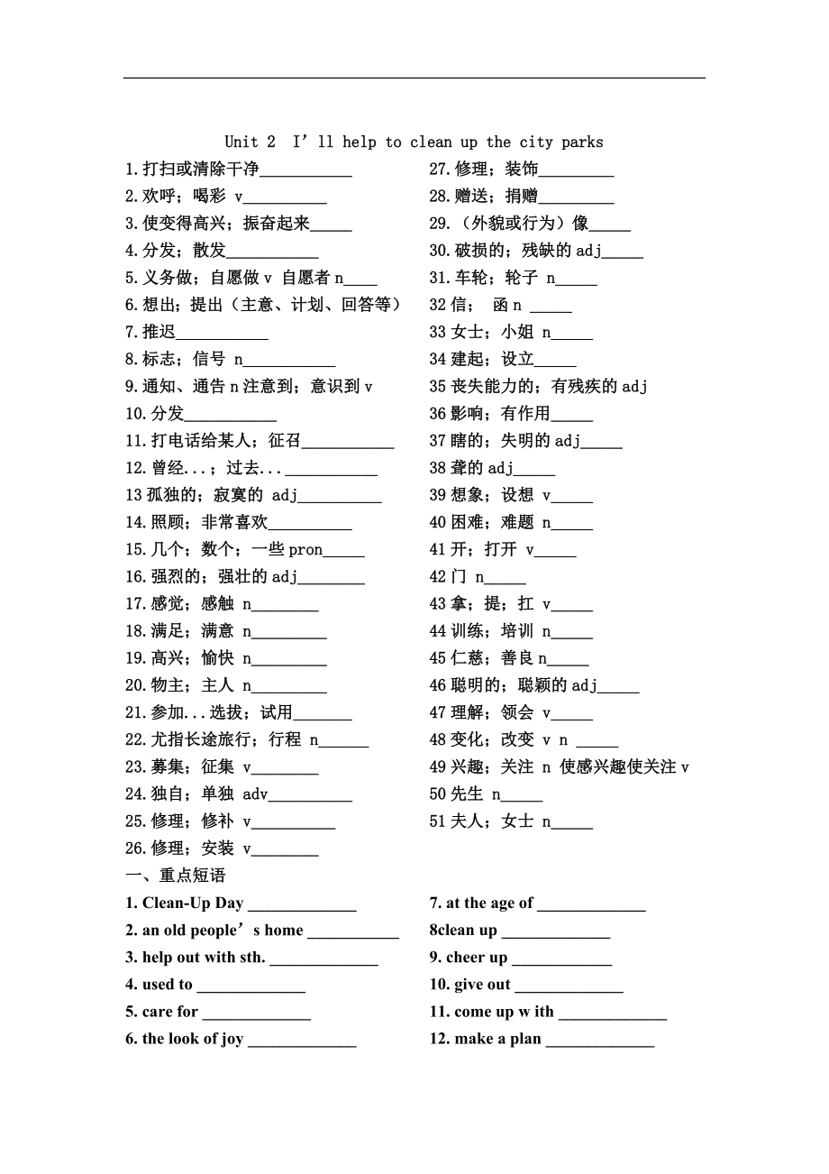 新版人教版八年级下册英语各单元单词及重点短语句型.doc_第3页