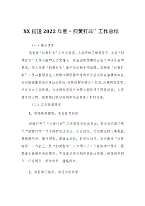 XX街道2022年度“扫黄打非”工作总结.docx