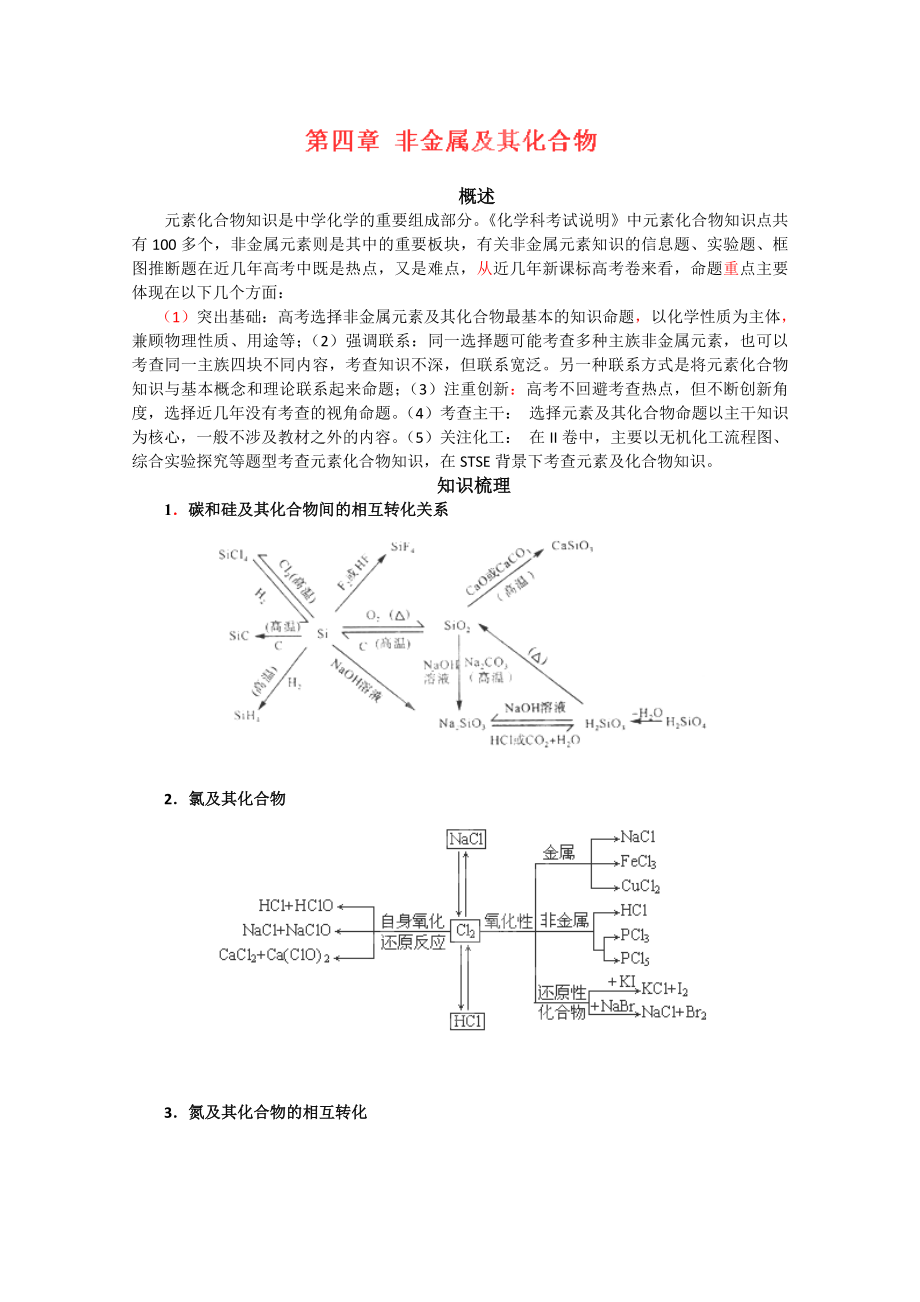 高三化学专题复习四 非金属及其化合物（ 高考） .doc_第1页