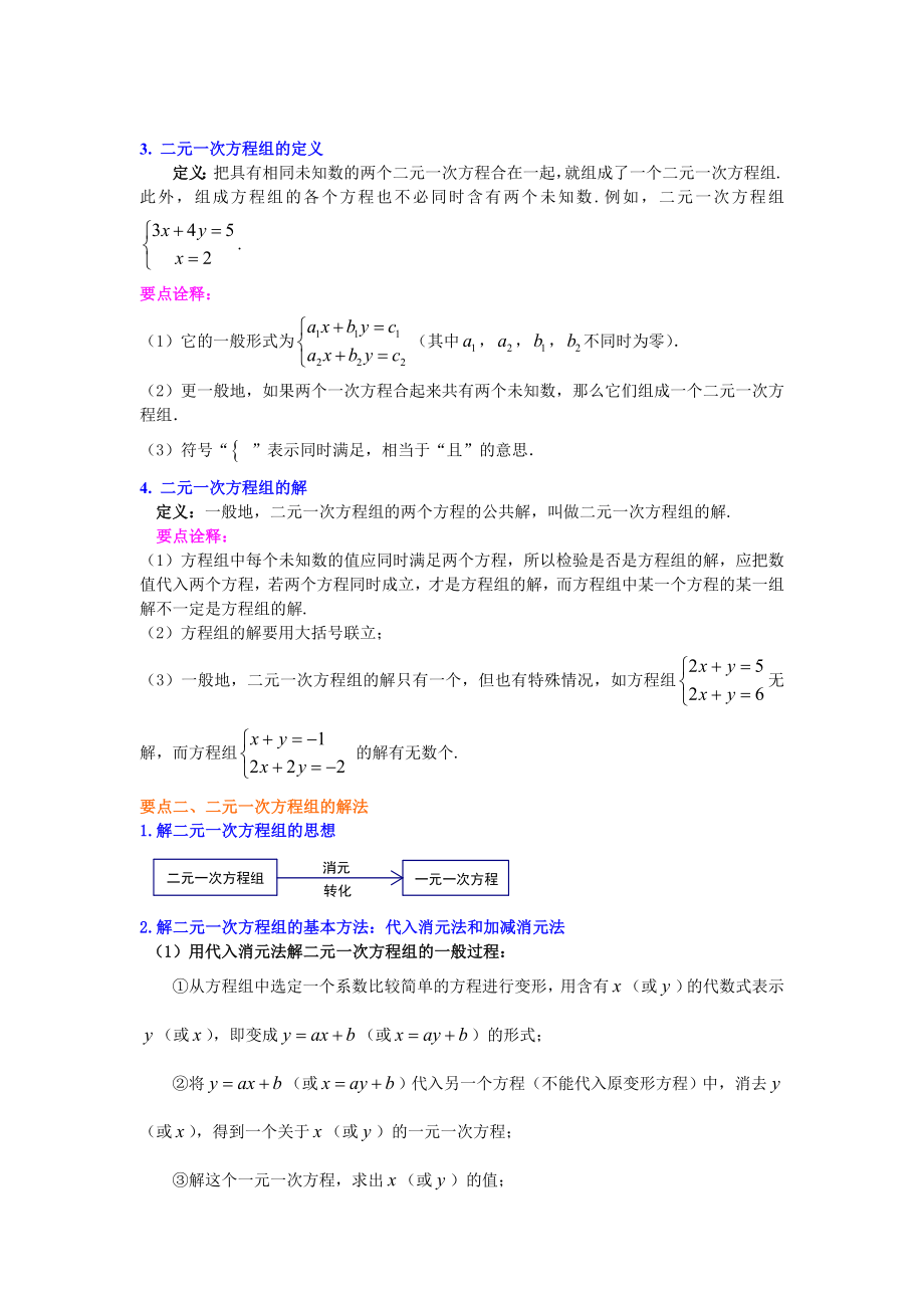 人教版数学七年级下册35《二元一次方程组》全章复习与巩固(基础)知识讲解.doc_第2页