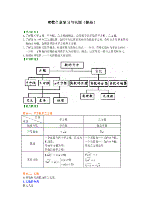 人教版数学七年级下册16实数全章复习与巩固(提高)知识讲解.doc