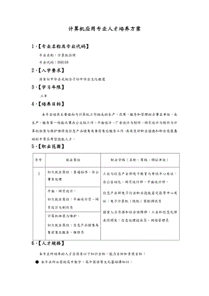 中职计算机应用专业人才培养方案说明.doc