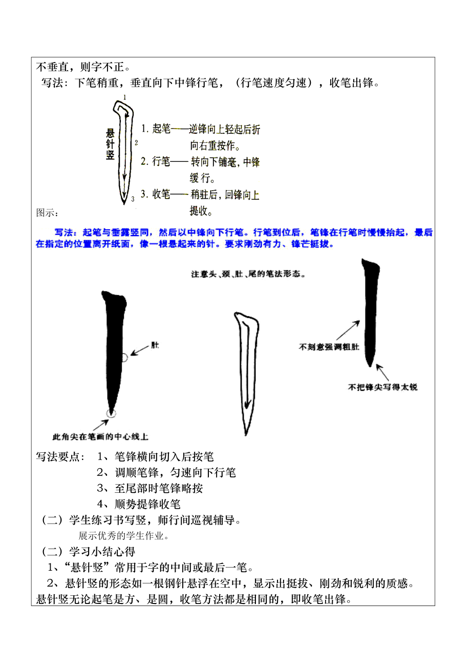 书法课教案悬针竖的写法.doc_第2页