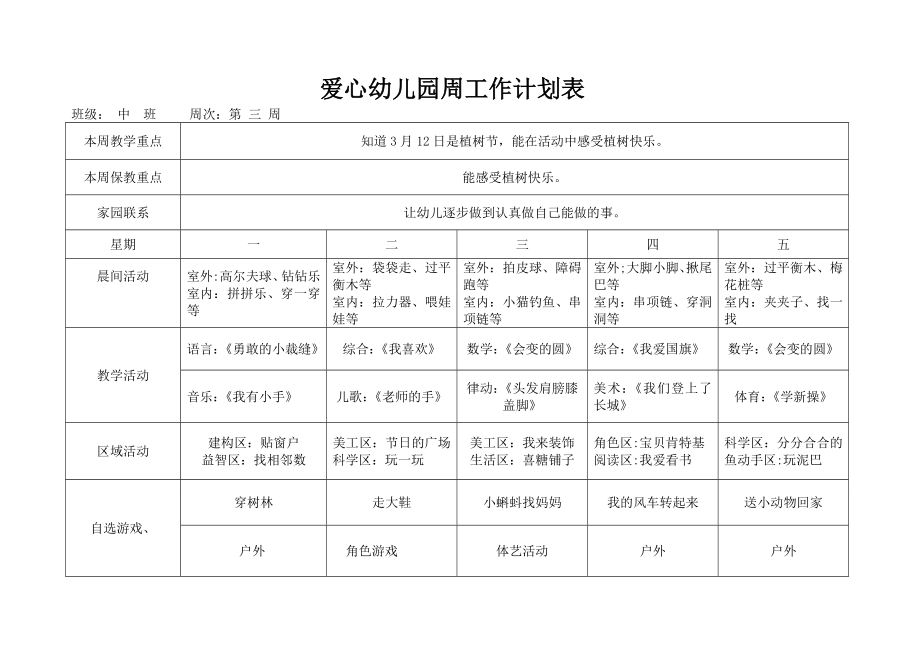 中班幼儿园春季周工作计划表精编版.doc_第3页