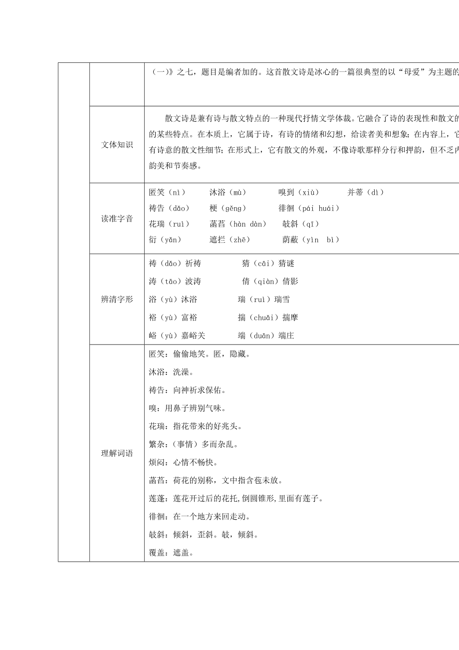 人教版七年级语文上册第二单元7散文诗二首导学案.doc_第2页