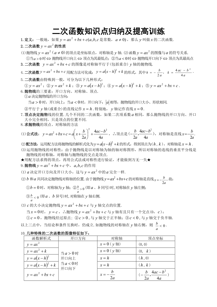 二次函数知识点(大全)精编版.doc_第1页