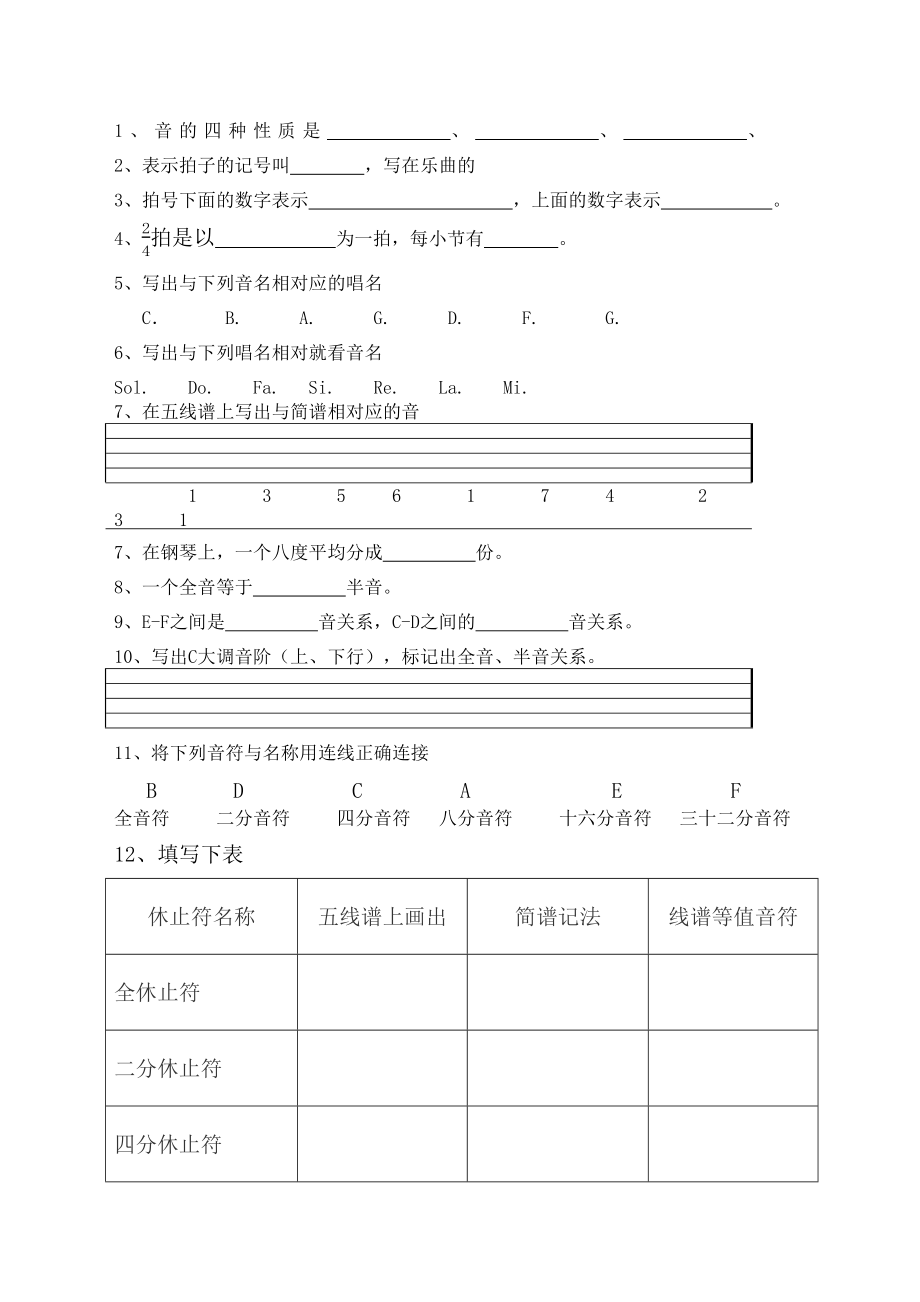 乐理一年级模拟习题.docx_第2页