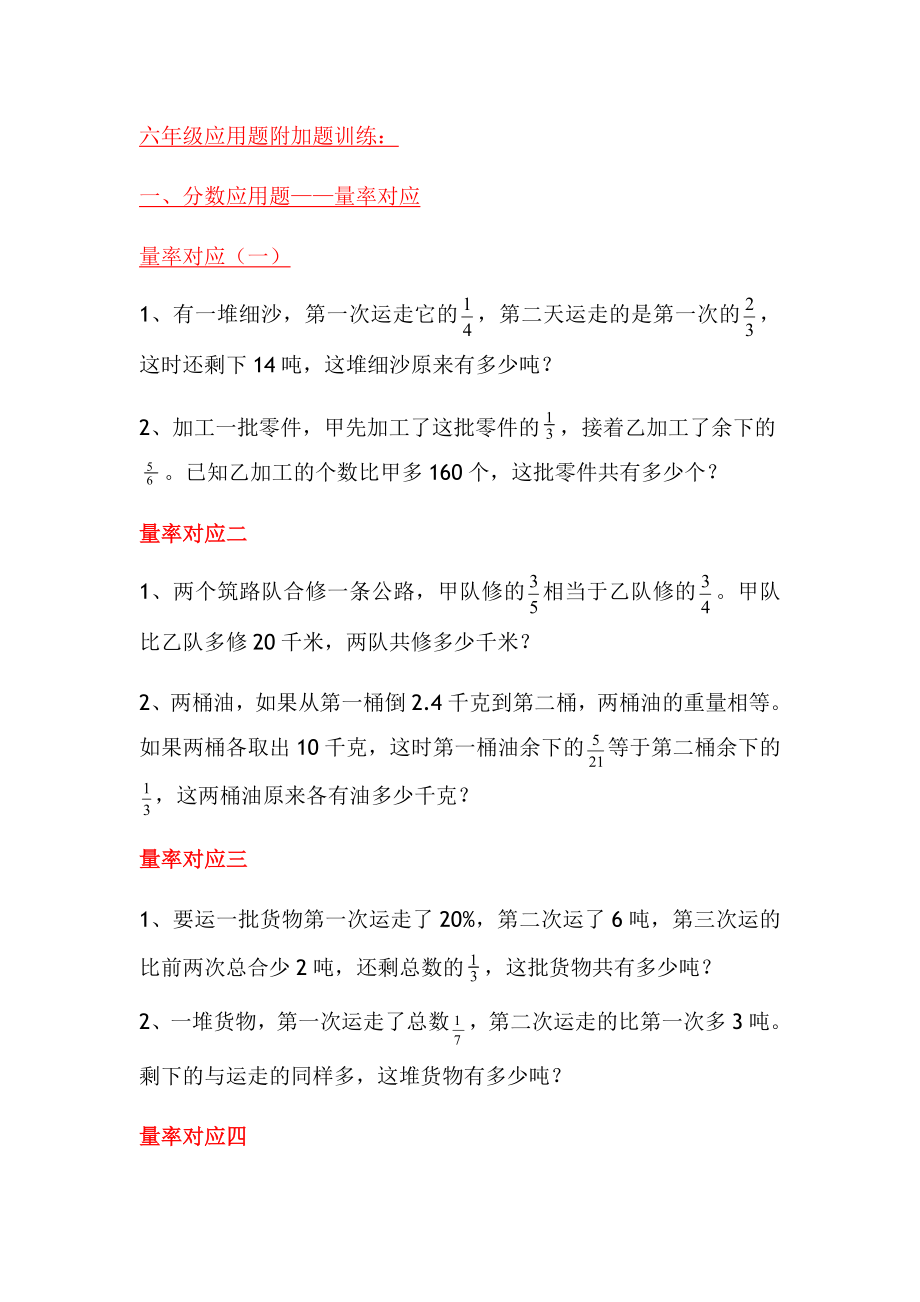 六年级应用题加深题训练(洪鸿飞).doc_第1页