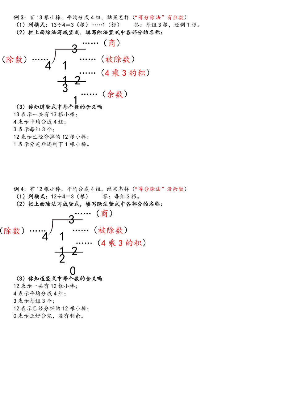 二年级下册第六单元有余数的除法----竖式各部分的名称及含义.doc_第2页