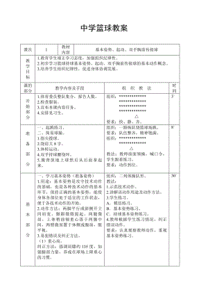 中学篮球课教案全集-24课时精编版.doc