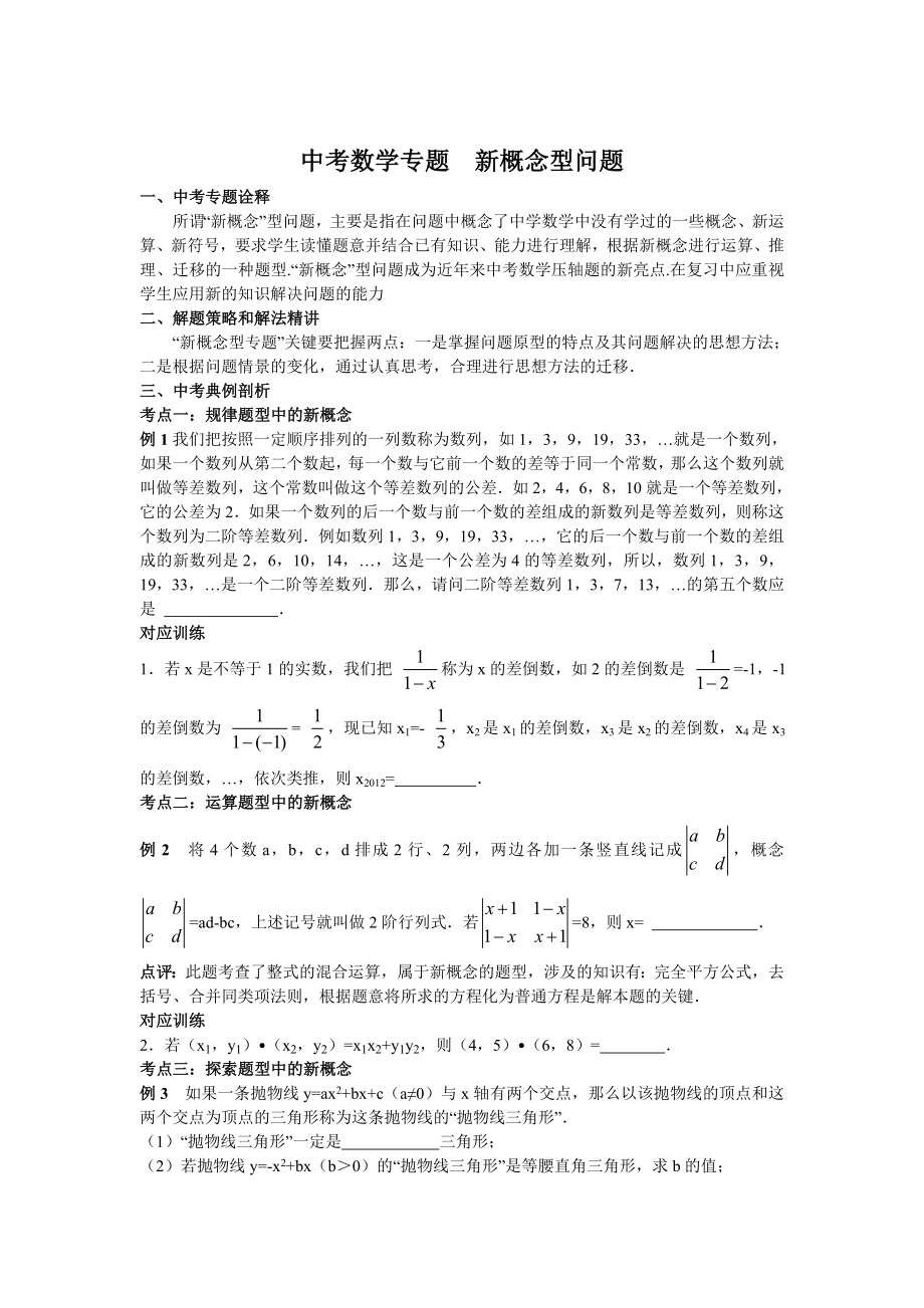 中考数学专题--新概念型问题.doc_第1页