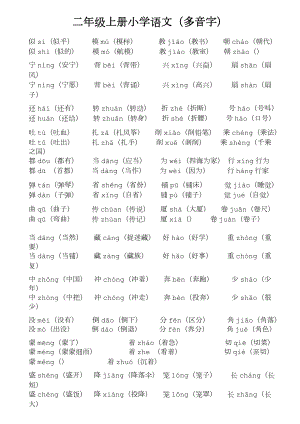 人教版小学二年级(上册)语文期末复习(汇总版).doc