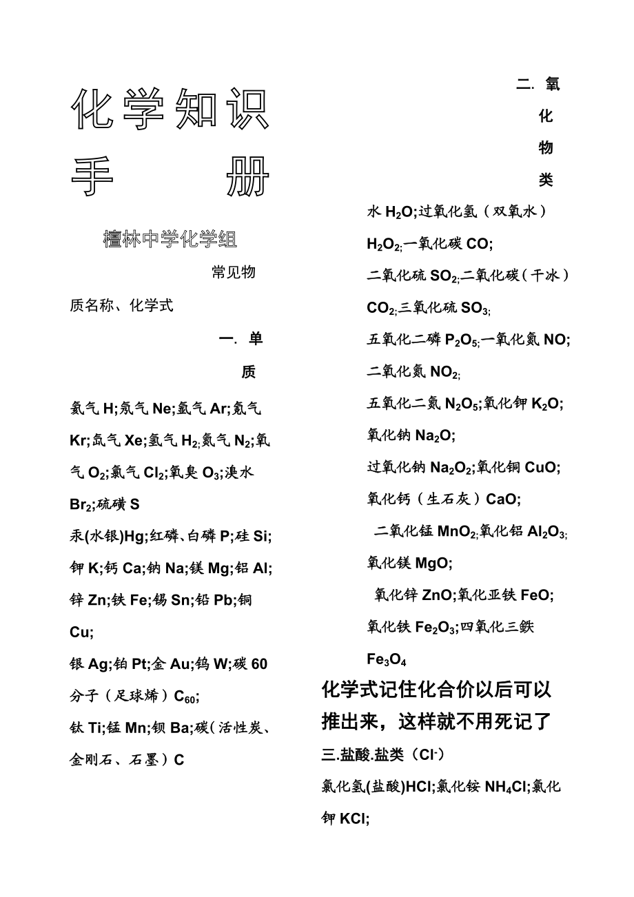 初中化学知识手册.docx_第1页