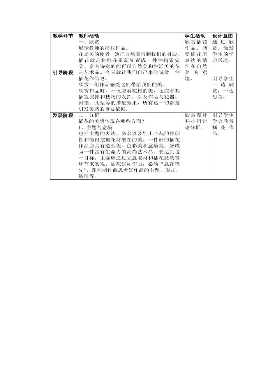 人教版八年级下册美术教案新部编本-第三单元-为生活增添情趣--第一课-插花.docx_第3页