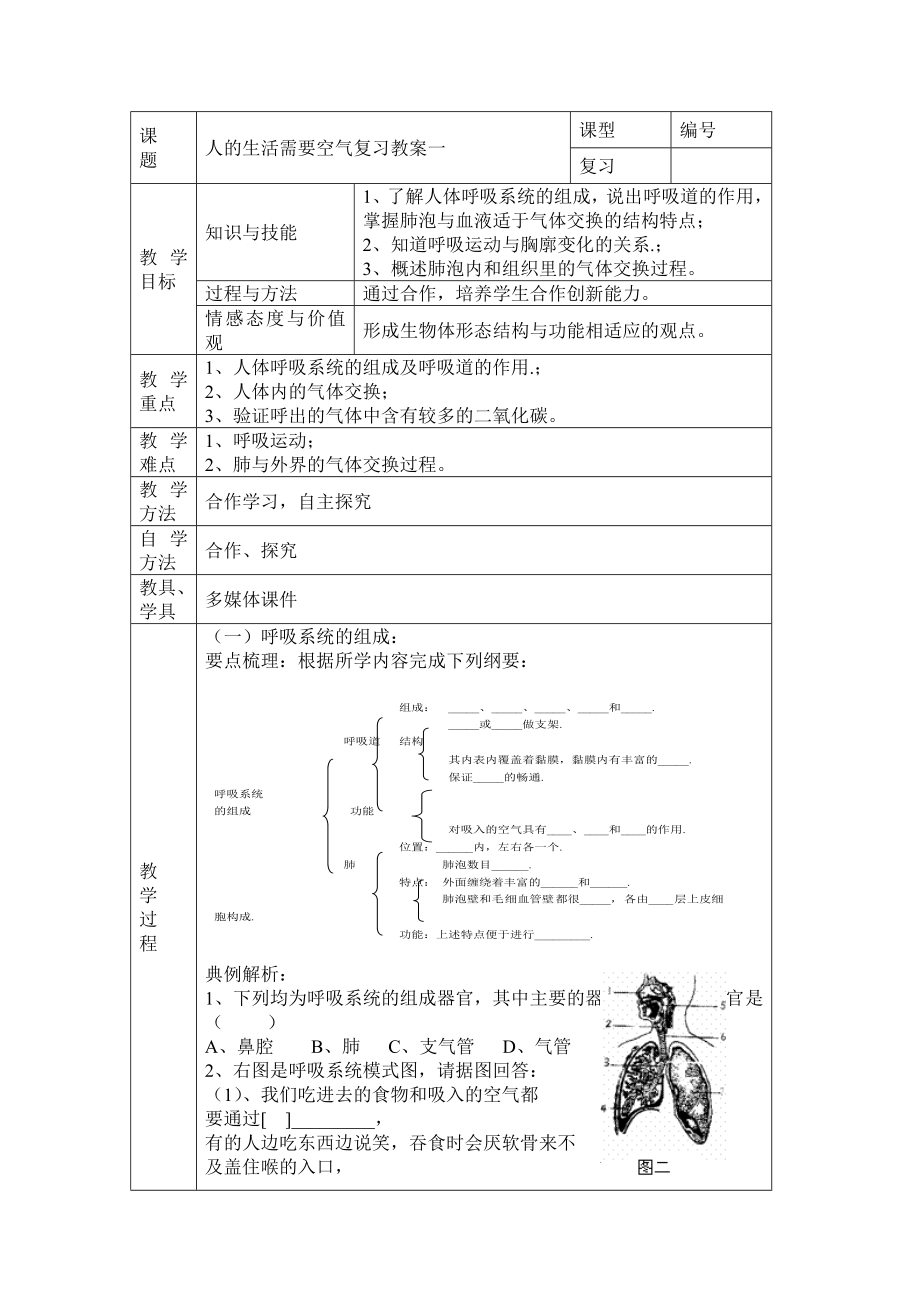 人的生活需要空气复习教案新部编本一.doc_第2页