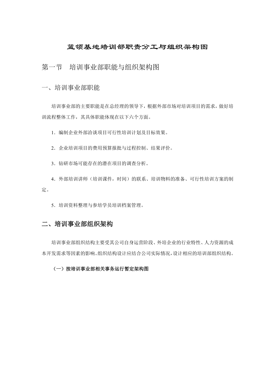 公司培训部部门及岗位职责与架构图.doc_第1页