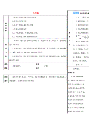 八年级物理上册-第四章-光现象本章复习和总结导学案-(新版)新人教版-(新版)新人教版初中八年级.doc