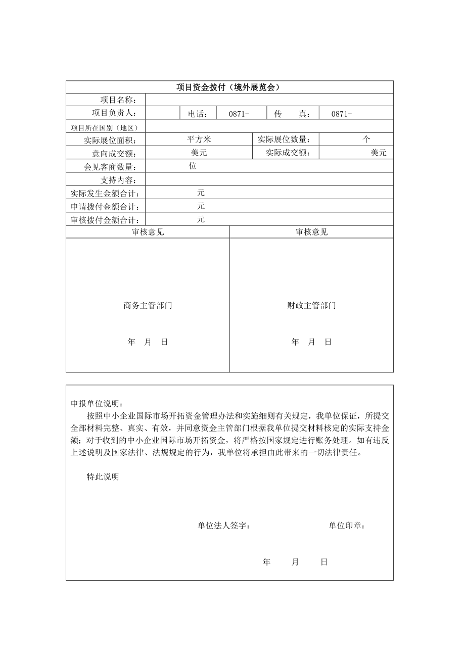 资金项目拨付申请表（境外展览会）.doc_第2页