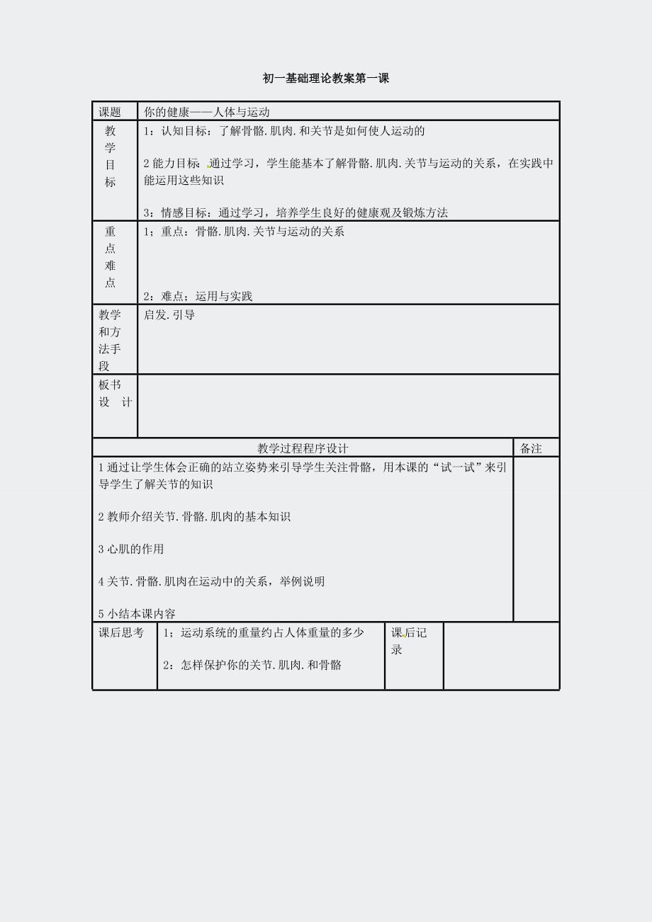 初中七年级体育-下册全册教案.docx_第1页