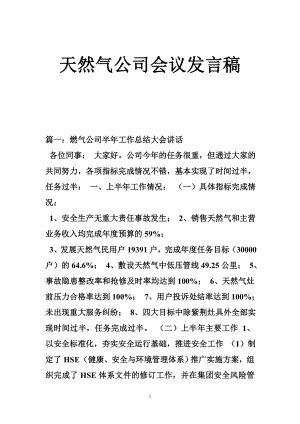 天然气公司会议发言稿.doc