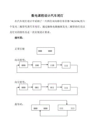 数电课程设计汽车尾灯.doc