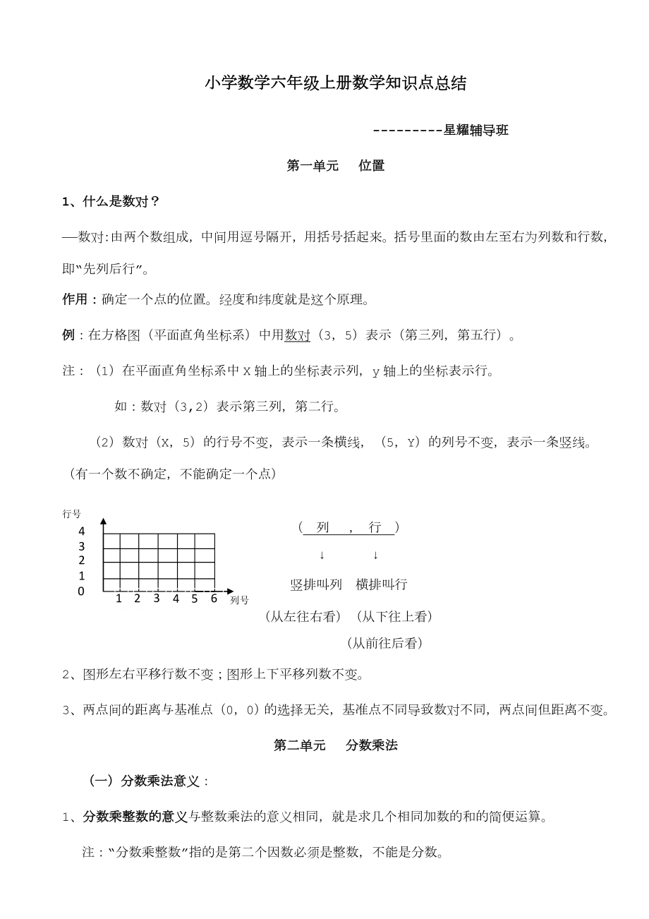 人教版小学六年级数学(上册)各单元知识点整理归纳.doc_第1页